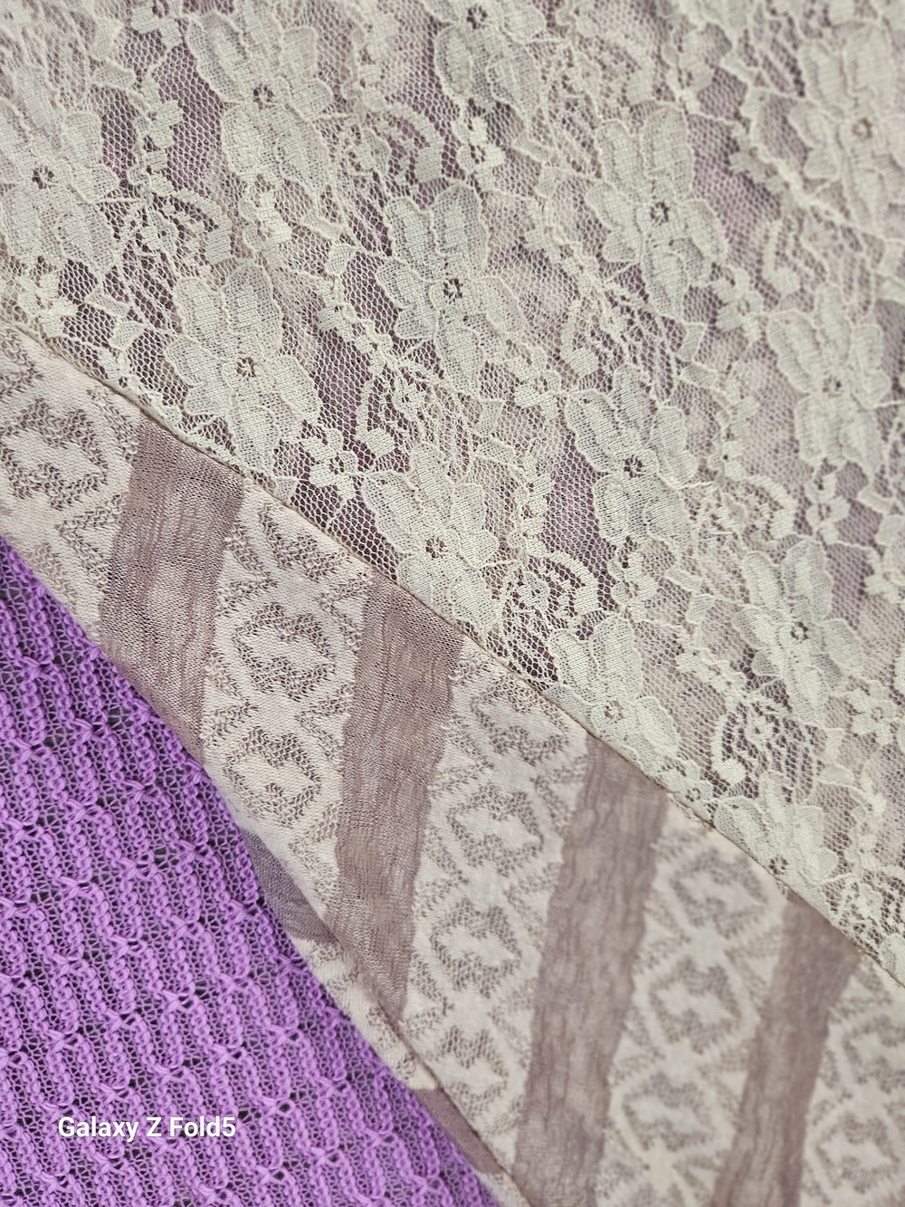 Plus Lace-Yoke Diagonal Stripe Tunic Top - Lavender - Picture 9 of 9
